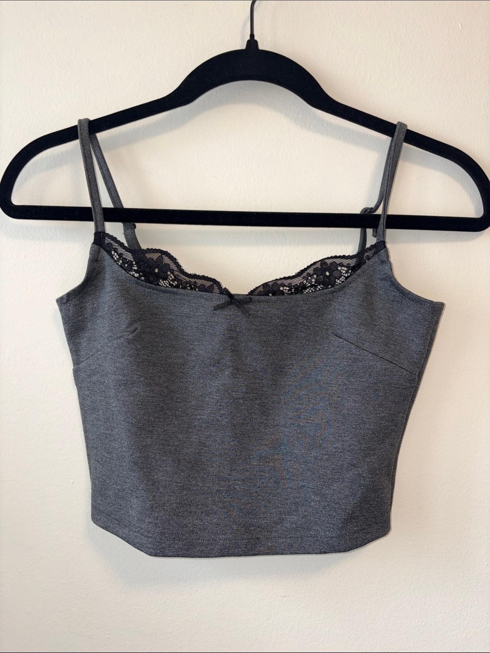 ASOS Grey Lace Trim Cropped Cami Tank